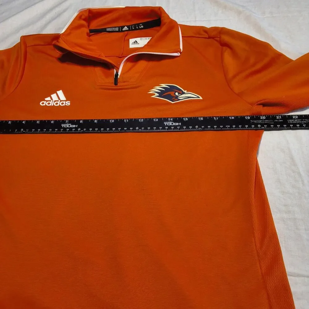 adidas Climalite Orange 1/4 Zip Mock Neck Pullover Men's L Long Sleeve
